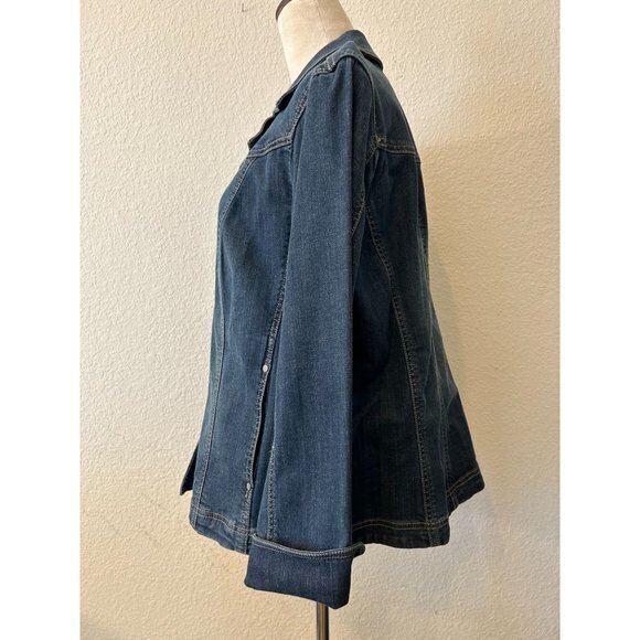 Women's Coldwater Creek‎ Denim Blue Collared Jean Jacket 3/4 Sleeves 18W - Picture 4 of 12